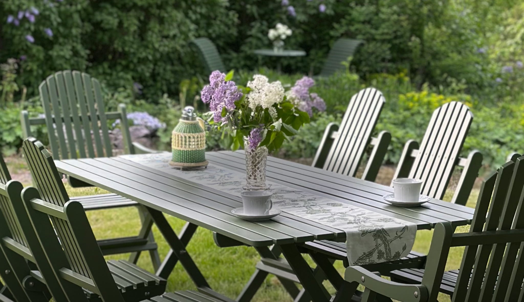 Gröna Veranda trädgårdsmöbler i trädgård